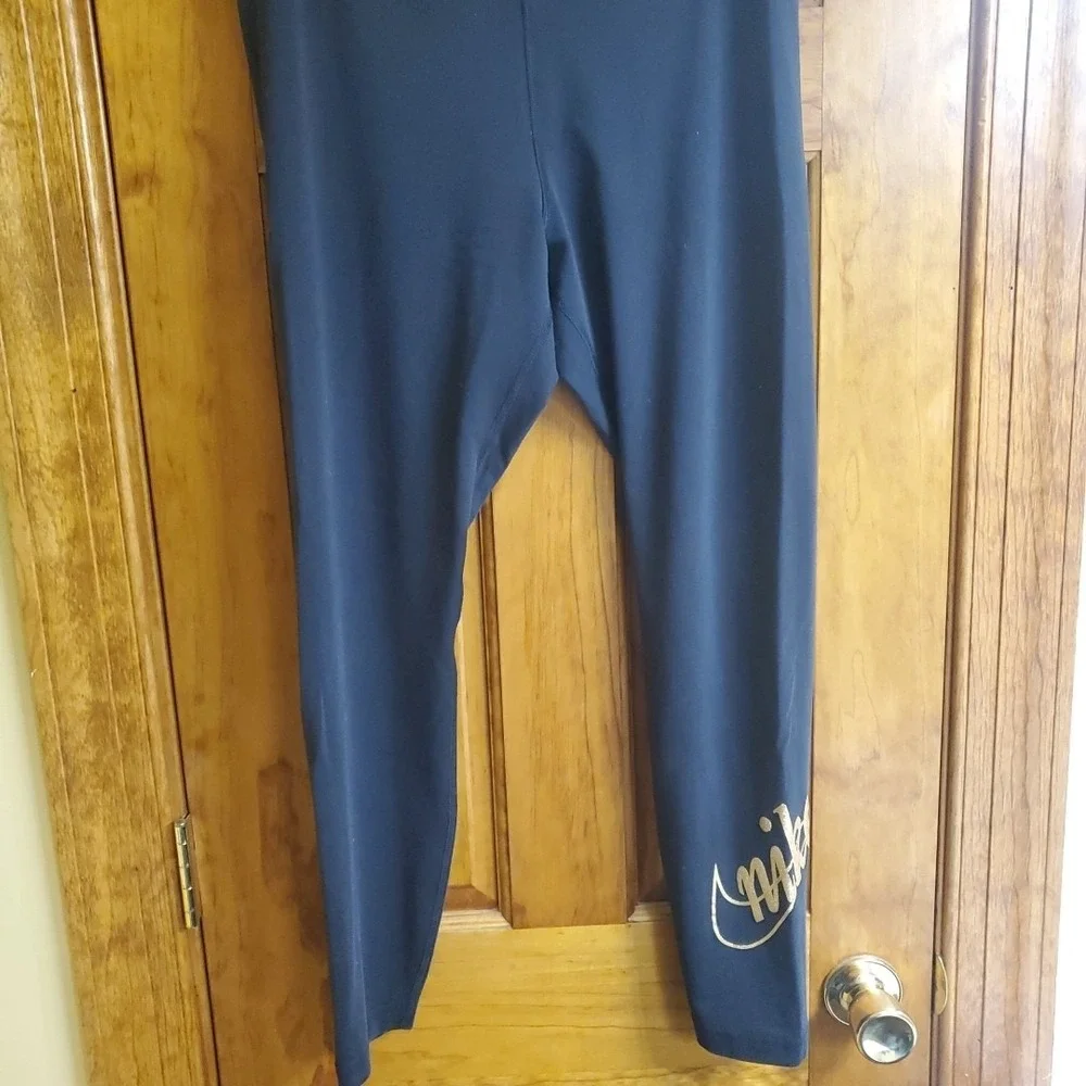 Nike Leggings Womens‎ Black Gold Glitter Logo BV4522-010 Large Essential